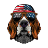 Beagle Dog with American Sunglasses