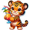Cute tiger with drink