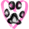 Paw print with heart, pink