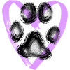 Paw print with heart, purple