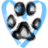 Paw print with heart, blue