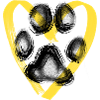 Paw print with heart, yellow