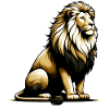 Majestic male lion sitting proudly