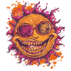 Sun with cool sunglasses motif