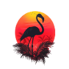 Tropical Sunset with Flamingo