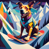 Dog on a snowboard