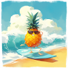 Drôle d’ananas surfant