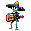 Mexican mariachi skeleton guitarist