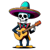 Mexican Mariachi Skeleton Guitarist Fiesta