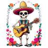 Mexican mariachi skeleton guitarist