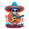 Mexican mariachi skeleton guitarist
