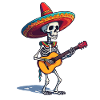 Mexican mariachi skeleton guitarist