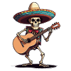 Mexican mariachi skeleton guitarist