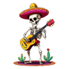 Mexican mariachi skeleton guitarist