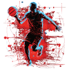 Intense red in basketball design