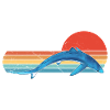 Blue Shark Retro Sunset