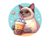 Siamese Cat Having Bubble Tea