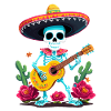 Mexican Mariachi Skeleton Guitarist Fiesta