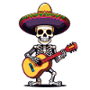 Mexican mariachi skeleton guitarist