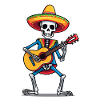 Mexican Mariachi Skeleton Guitar Fiesta