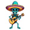 Mexican Mariachi Skeleton Guitarist Fiesta