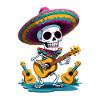 Skeleton Mexican Mariachi Guitar Player