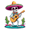 Mexican Mariachi Skeleton Guitarist Fiesta