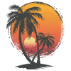 Tropical sunset and palm trees