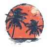 Tropical sunset with palm trees