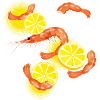 Garnelen oder Shrimps mit Zitronen Scheiben