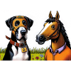 Companionable Dog & Horse Duo