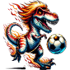 T-Rex Dinosaur Flames Playing Soccer