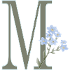 M à fleurs bleues
