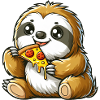 Cute Sloth Enjoys Pizza Cartoon