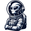 Astronaut meets proud alien