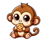 Monkey chimpanzee snacks on cookies