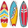 Three pop art surf boards