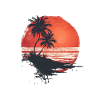 Tropical sunset with palm trees