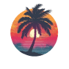 Sunrise Palm Trees Retro Circle