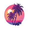 Tropical sunset with palm trees