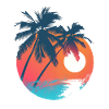 Tropical sunset with palm trees