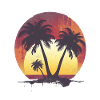Tropical sunset and palm trees