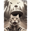 Morsom Cat Selfie Alien romskip
