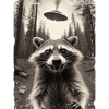 Funny Raccoon Selfie Alien Spaceship