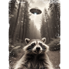 Funny Raccoon Selfie Alien Spaceship