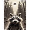 Funny Raccoon Selfie Alien Spaceship