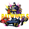 Batwheels logo med superhelte og deres biler