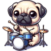 Cute Pug Drummer Design