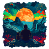 Vater und Sohn beobachten den Mond