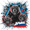 Bär mit russischer Flagge